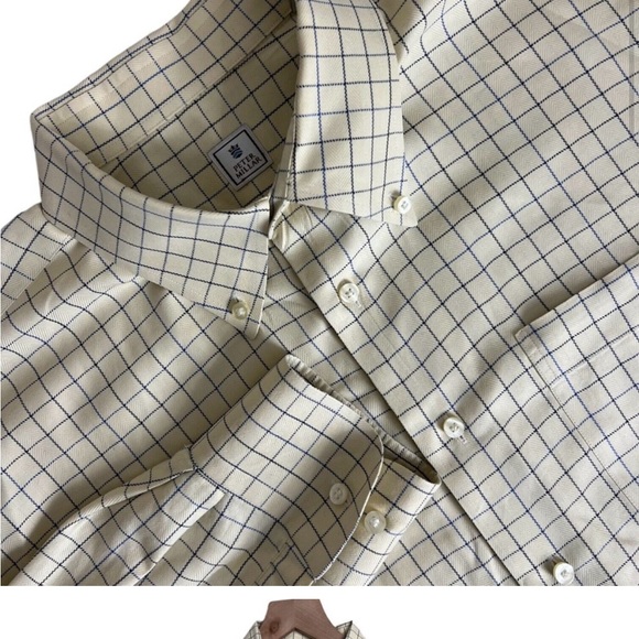 Peter Millar Mens Yellow Blue Check Button Down Long Sleeve Shirt Size XL - Picture 3 of 6
